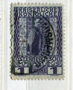 AUSTRIA; 1908 early Anniversary issue fine used 1k. value fine POSTMARK