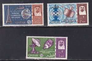 Qatar # 61-63, ITU Centennial, Mint Heavy Hinged 1/4 Cat.
