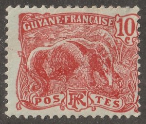 French Guiana, stamp,  Scott#58,  mint, hinged,  10, cent,  orange