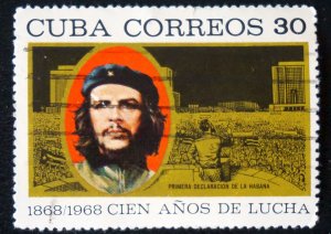 CUBA Sc# 1364 WAR OF INDEPENDENCE heroes 30c CHE GUEVARA 1968 used