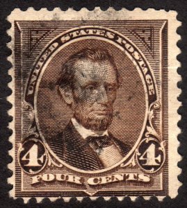 1895, US 4c, Lincoln, Used, thin, Sc 269