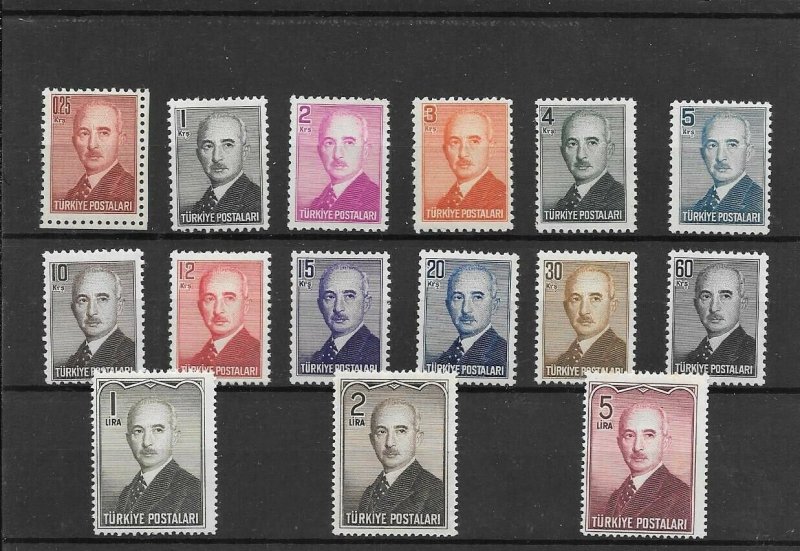 TURKEY/1948 - ISMET INONU COMPLETE SET, MNH, Mi# 1202/1216, Sc#963/977 