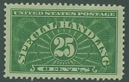 USA SC# QE4 Special Handling, 25c, Mint small thin