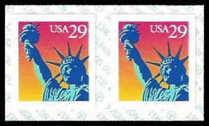 PCBstamps   US #2599v Coil Pair 58c(2x29c)Statue of Liberty, MNH, (2)