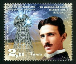 BOSNIA & HERZEGOVINA / 2018, 75th ANNIVERSARY of NIKOLA TESLA’S DEATH, MNH