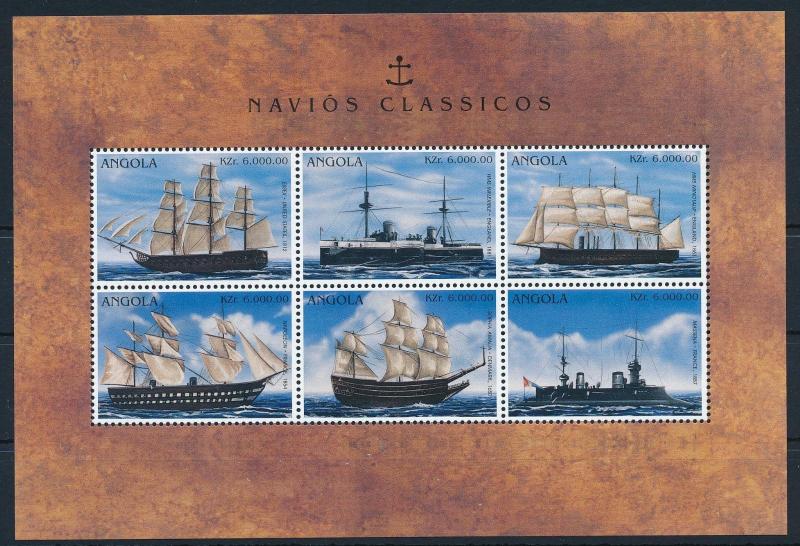 [81314] Angola 1996 War Ships Boats Essex Napoleon Sophia Amalia Sheet MNH