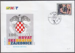 CROATIA Sc #214 FDC - 100th ANN CROATIAN FRATERNAL UNION