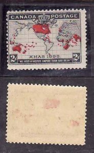 Canada-Sc#85- id1636-unused NH  2c lavender Map-vertical gum bend right side- 