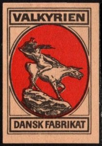 Vintage Denmark Poster Stamp The Valkyrie Danish Made Matches (Box Label)