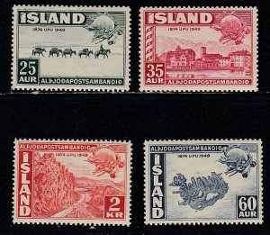 Iceland # 253-256, UPU 75th Anniversary, Mint Hinged, 1/3 Cat.