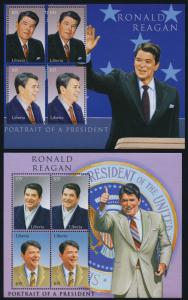 Liberia MI 4791-4 m/s MNH President Ronald Regan