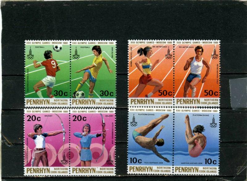 PENRHYN 1980 Sc#119-122 SUMMER OLYMPIC GAMES MOSCOW SET OF 8 STAMPS MNH 