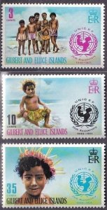 Gilbert & Ellice Islands 193-95 (mnh set of 3) UNICEF issue (1971)
