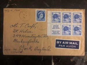 1954 Marathon Canada Airmail Cover to York England Stamp Block  # 336a