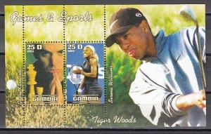 Gambia, 2003 Cinderella issue. Chess and Tennis s/sheet.