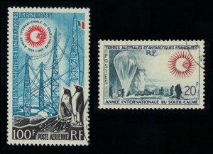 FSAT TAAF Penguins Birds Intl Year of Quiet Sun 2v 1963 Canc SG#36-37 MI#29-30