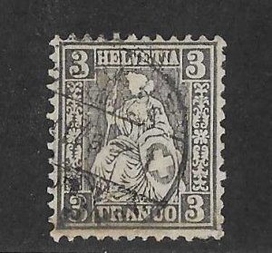 Switzerland Sc #42 3c black used with CDS FVF