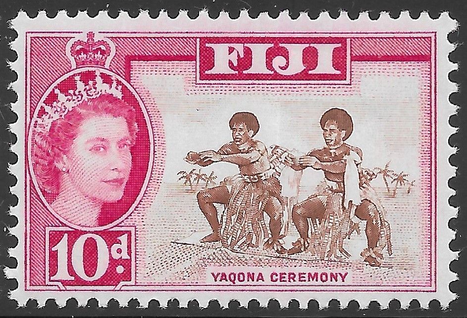 Fiji Scott 181 MNH 10d carmine and brown Yaqona Ceremony issue of 1964 ...