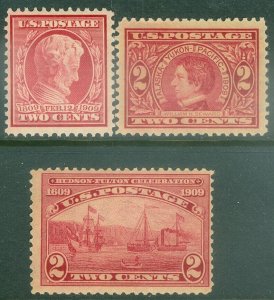 EDW1949SELL : USA 1909 Scott #367, 370, 372 Fine-Very Fine, Mint NH. Catalog $45