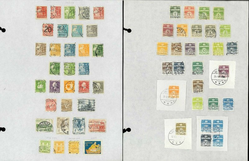 Denmark 1854-1987 M & U )mostly) Hinged on Blank Pages