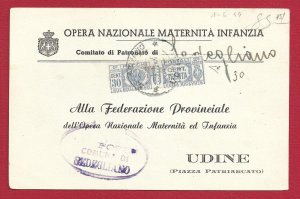 1944 Italy - postage stamped letter with postage packages no. 27 - 30 cent blue