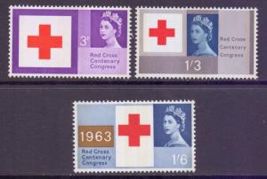 GB Scott 398p/400p - SG642p/644p, 1963 Red Cross Phosphor Set MH*