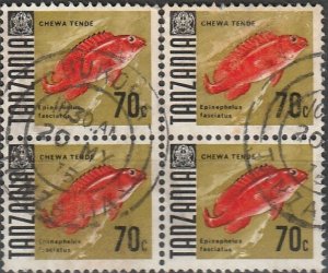 Tanzania, #27 Used Block Of 4, From 1967-71