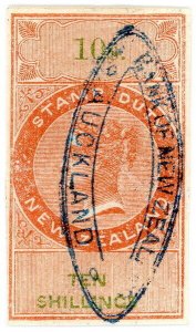 (I.B) New Zealand Revenue : Stamp Duty 10/- (1866) Auckland