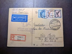 1932 Germany Airmail LZ 127 Graf Zeppelin Postcard Cover to Sao Paulo Brazil