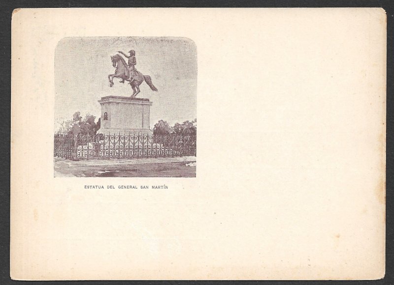 ARGENTINA 1901 2c Illustrated Postal Card Violet Gen San Martin Statue Unused