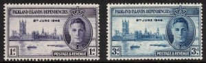 FALKLAND DEPENDENCIES 1946 Victory; Scott 1L9-10, SG G17-18; MNH