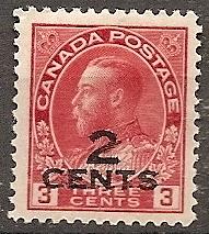 Canada  140 Mint OG 1926 2c on 3c KGV Surcharge