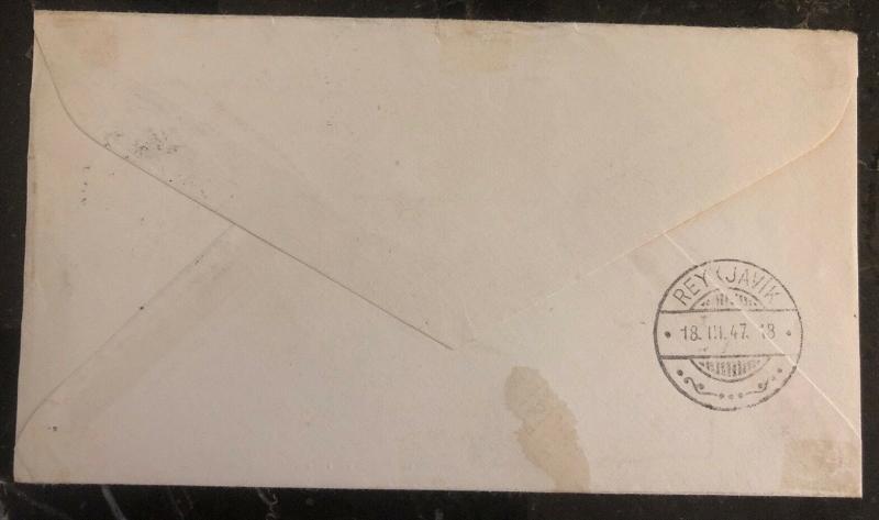 1947 New York USA First Flight Airmail Cover to Stockholm Sweden Via Iceland