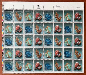 Scott 2700-2703 MINERALS Sheet of 40 US 29¢ Stamps 1992 NH, Minor selvage flaws