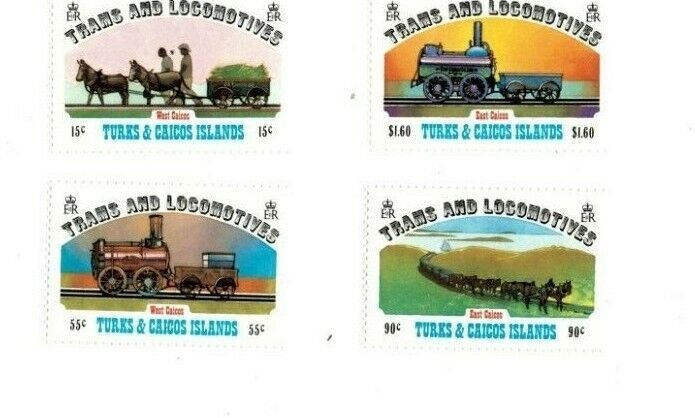 Turks and Caicos -1983 - Trains & Locomotives - Set of Four - MNH (Scott#550-3)