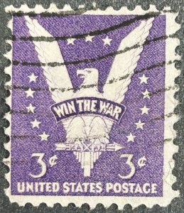 USA SC#905 1942 3c, American Eagle, Win the War Issue, Used, VG, HR