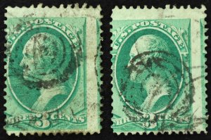 U.S. Used Stamp Scott #158 3c Washington Lot of 2. EFO: Shift. Choice!