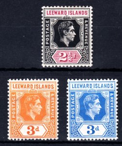 1938-51 LEEWARD ISLANDS KGVI 2½d & 3d (SG#106,107 & 108) MH VF