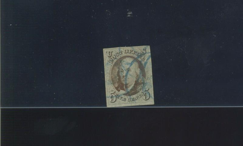 Scott #1 Franklin Imperf Used Stamp (Stock 1-197)
