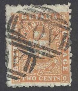 British Guiana Sc# 51 Used (c) perf 10 1866-1871 2c orange Seal of the Colony