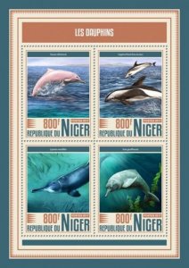 Niger - 2017 Dolphins on Stamps - 4 Stamp Sheet - NIG17503a