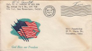 United States A.P.O.'s Soldier's Free Mail 1945 U.S. Army Postal Service, 7 B...