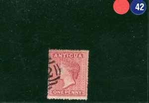 ANTIGUA QV Classic Stamp SG.5 1d Rosy Mauve (1863) Used A02 Cat £80+ RBLUE42