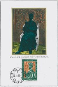 37250 MAXIMUM CARD - VATICANO : Art RELIGION - Saint Peter - 1962