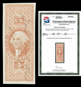 Scott R88a 1862 $5.00 Imperf Charter Party Used VF Cat $350 with PSE CERT
