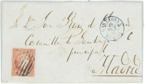 P0142 - SPAIN - POSTAL HISTORY - #48 on cover from CARTAGENA 1857 Grill-