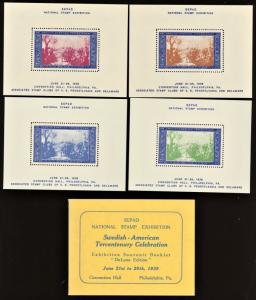 1938 SEPAD Swedish American Tercentenary ~  Souvenir Sheet (4) & Booklet Cover