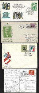 ISRAEL JUDAICA BRAZIL POLAND US 1930 60 ZAMENHOF FOUR ITEMS 3 FDC & 1 POST CARD
