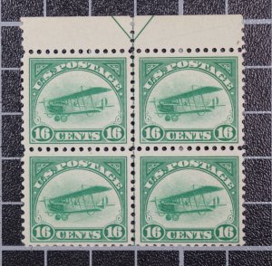 Scott C2 - 16 Cents Biplane - MNH - Top Arrow Block  PSE Cert SCV - $500.00
