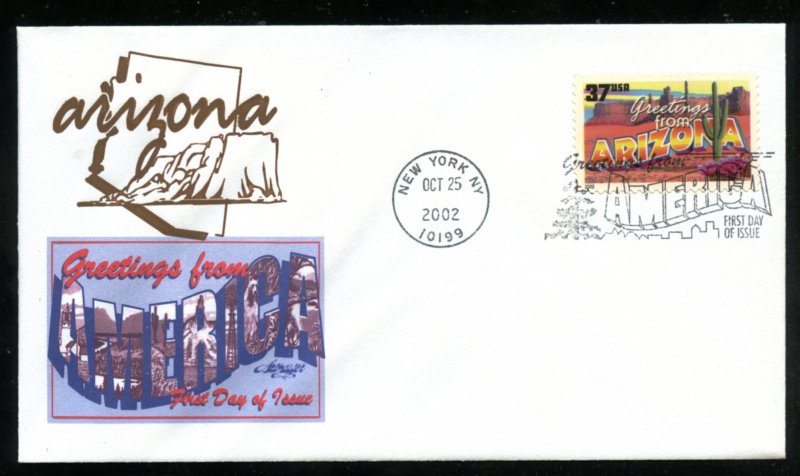 US 3563 Greetings from America - Arizona UA Artmaster cachet FDC